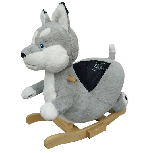 Gerardo's Toys: Little Rockers - Wolf - Wooden Plush Ride-On Rocking Animal Toy