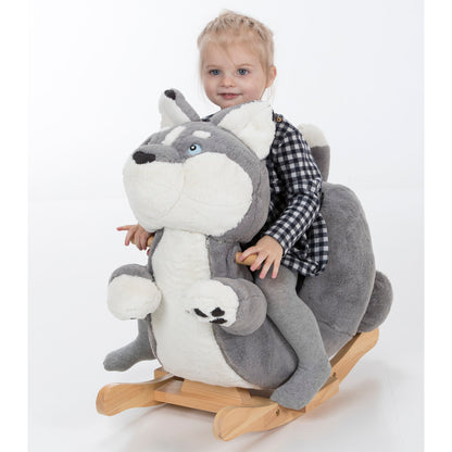 Gerardo's Toys: Little Rockers - Wolf - Wooden Plush Ride-On Rocking Animal Toy