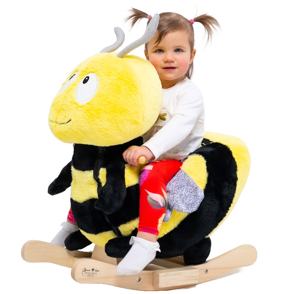 Gerardo's Toys: Little Rockers - Bee - Wooden Plush Ride-On Rocking Animal Toy