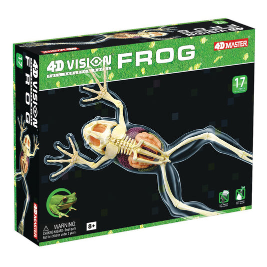 4D Master Full Skeleton Frog Model showing anatomical cross-section with skeletal structure, organs, and muscles labeled, 17 pieces, ages 8+