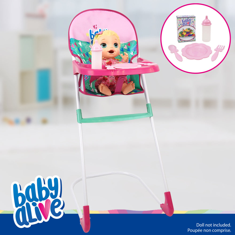 Baby Alive: Travel N' Feed Set - 7pcs - Green, Pink, Hearts, Ages 3+