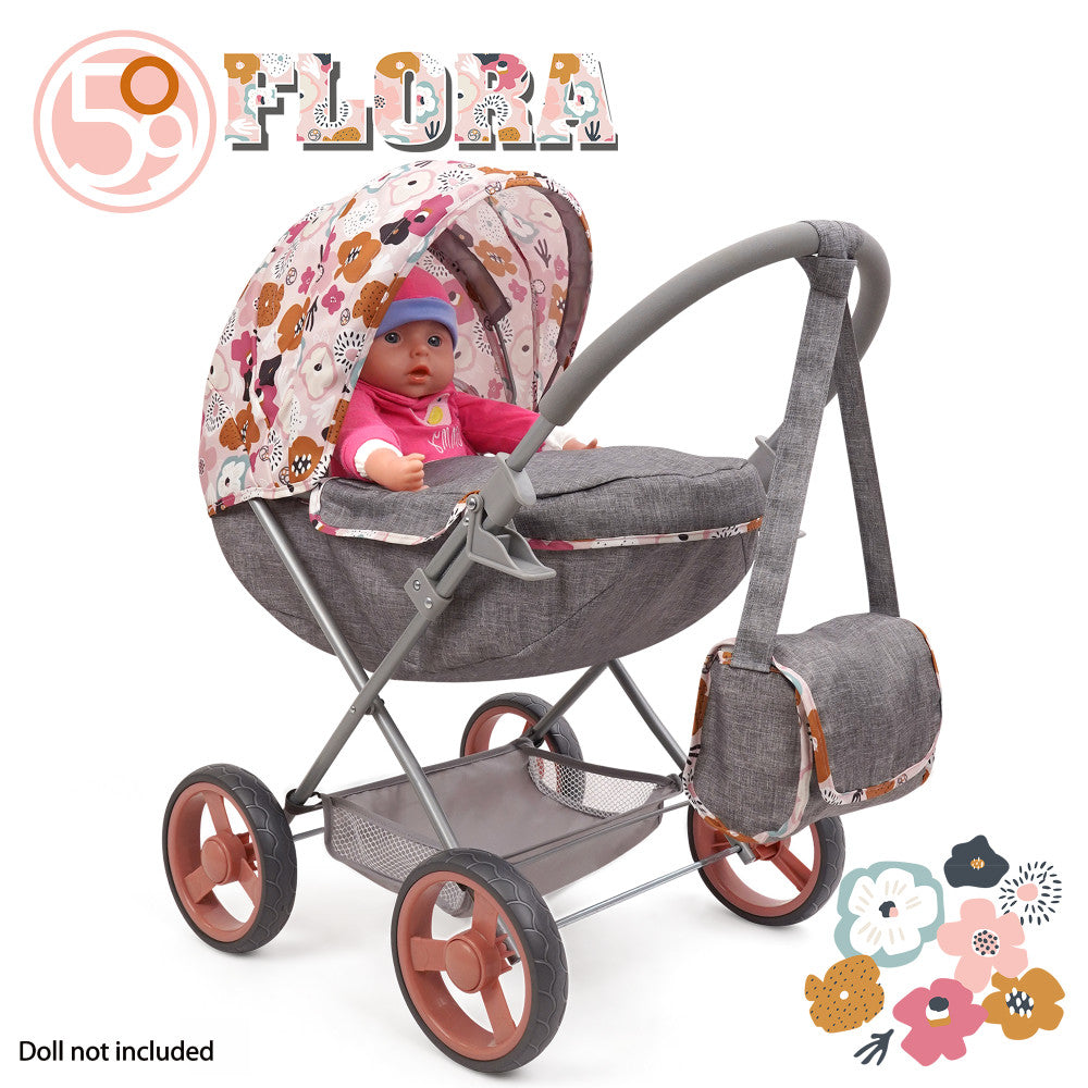 509 Crew: Melange Flora - Deluxe Doll Pram - Matching Shoulder Bag, Kid Age 3+