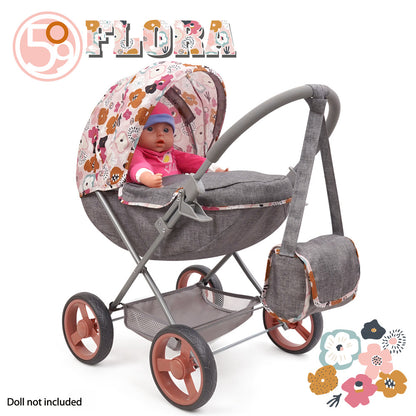 509 Crew: Melange Flora - Deluxe Doll Pram - Matching Shoulder Bag, Kid Age 3+