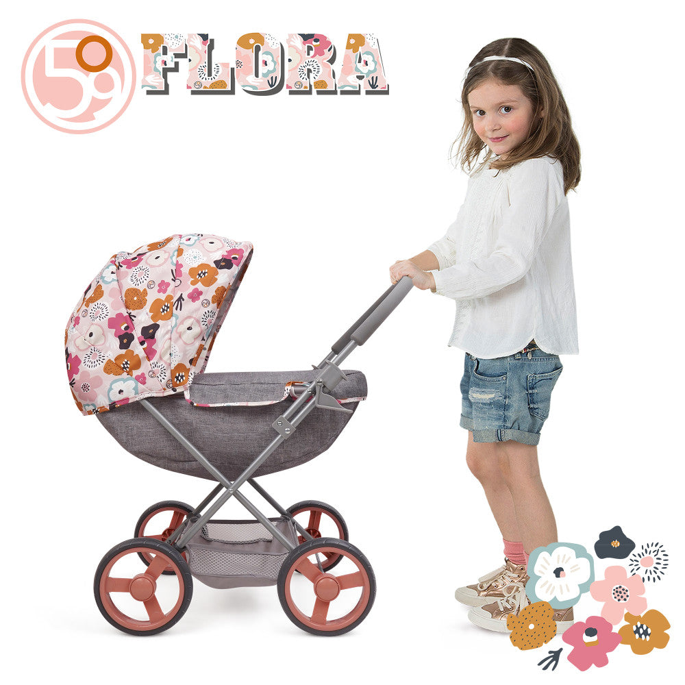 509 Crew: Melange Flora - Deluxe Doll Pram - Matching Shoulder Bag, Kid Age 3+