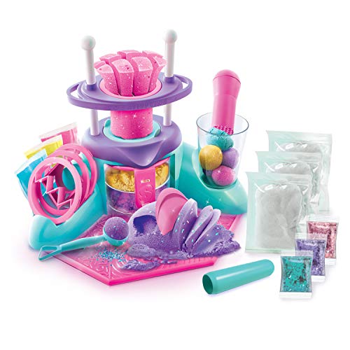 So Sand DIY Sensory Sand Studio Kit with pink and purple sand molds, turquoise base station, tools, and colorful magic sand packets