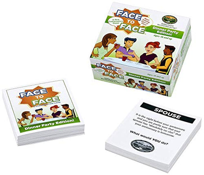 Face to Face Dinner Party Edition game box with instruction cards and game components displayed