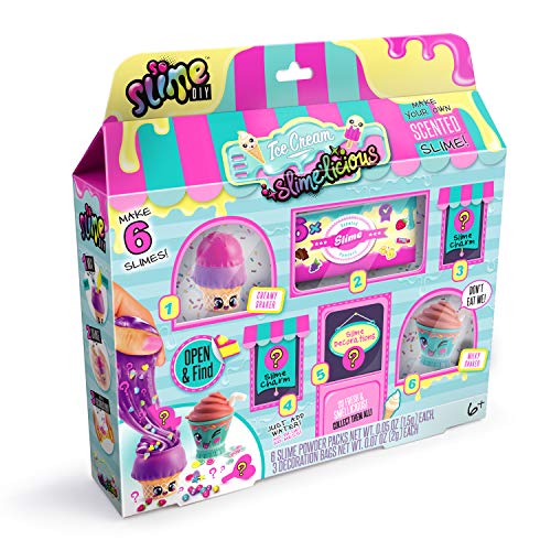 So Slime DIY Mini Ice Cream Collection playset with colorful pink, turquoise and purple ice cream shop facade, slime shaker containers, and accessories