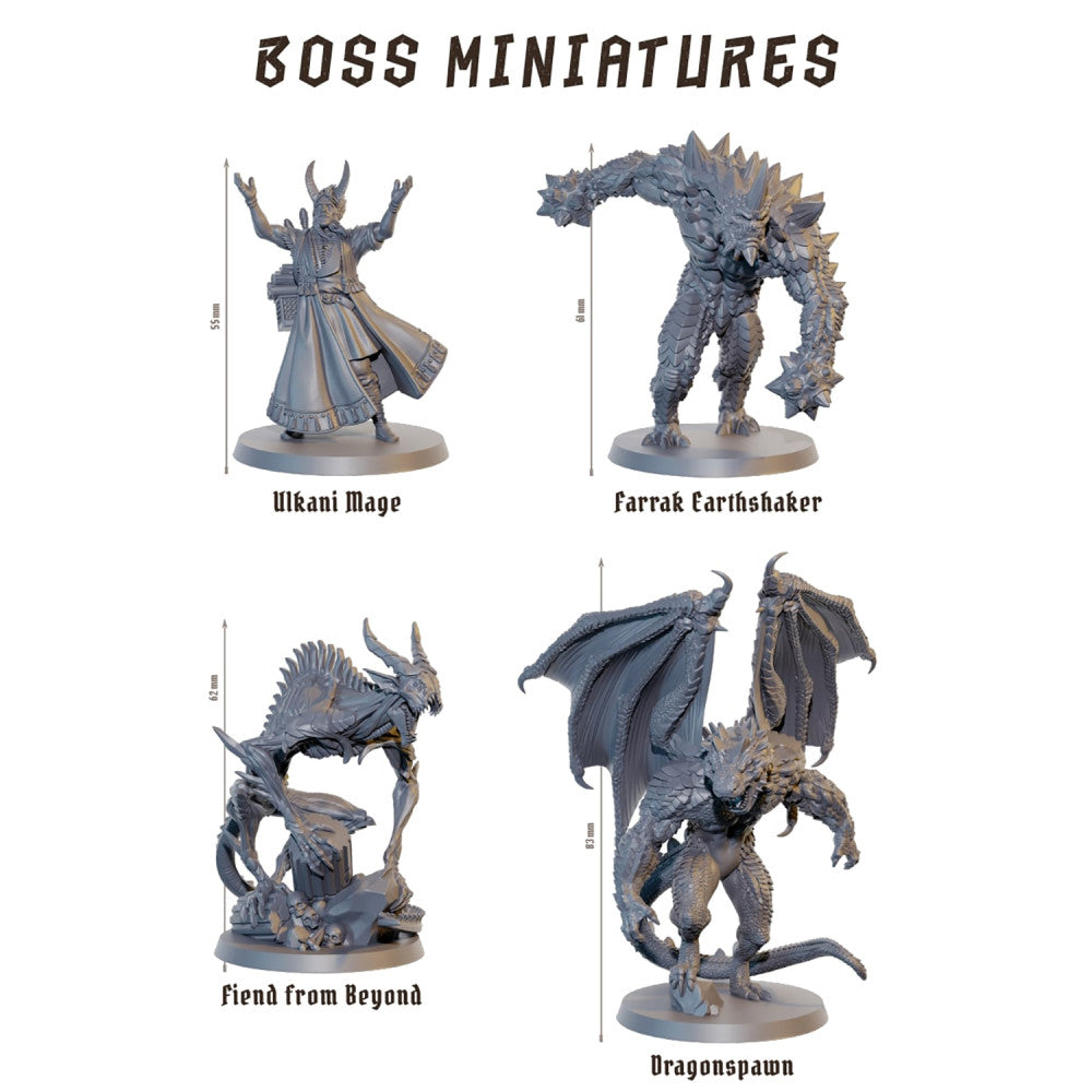 Mighty Boards: Fateforge Chronicles of Kaan: Boss Miniatures Set - 4 Unpainted Figures