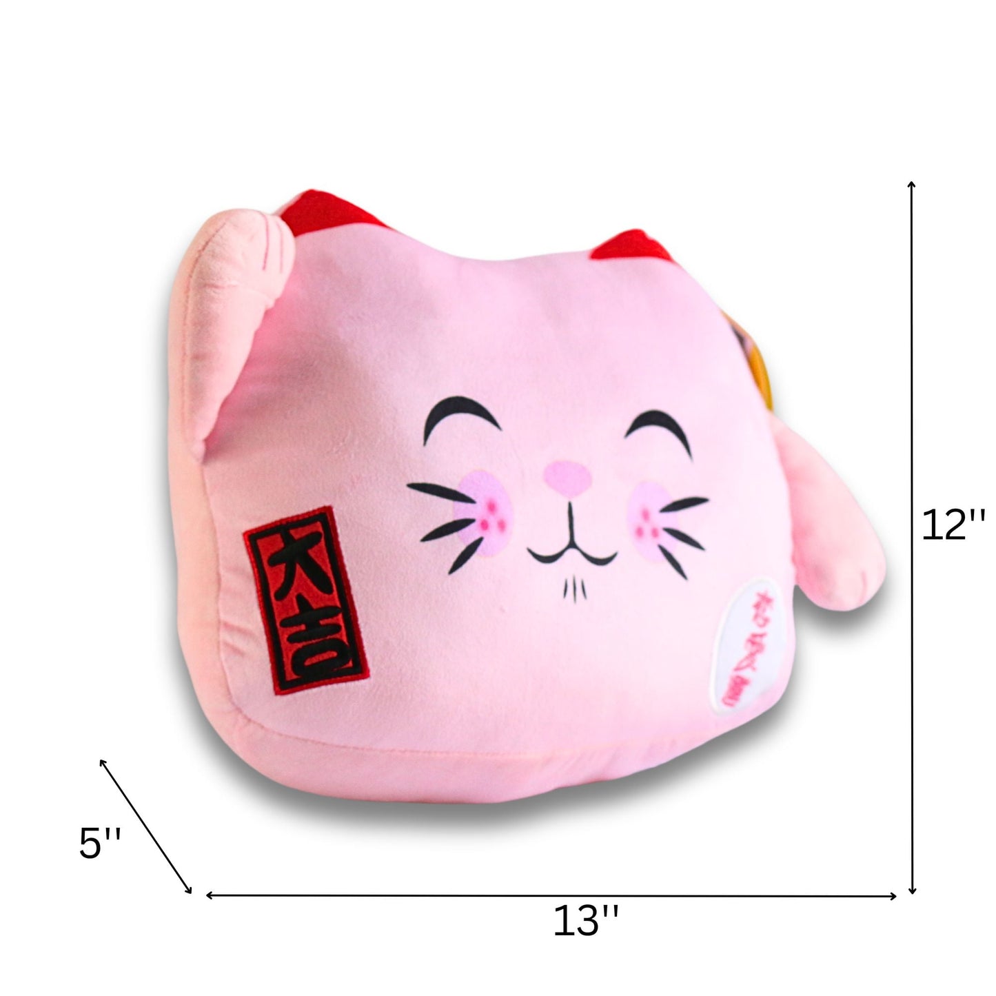 Maneki Neko Velboa Cushion – Pink Closed-Eye Kitty Delight