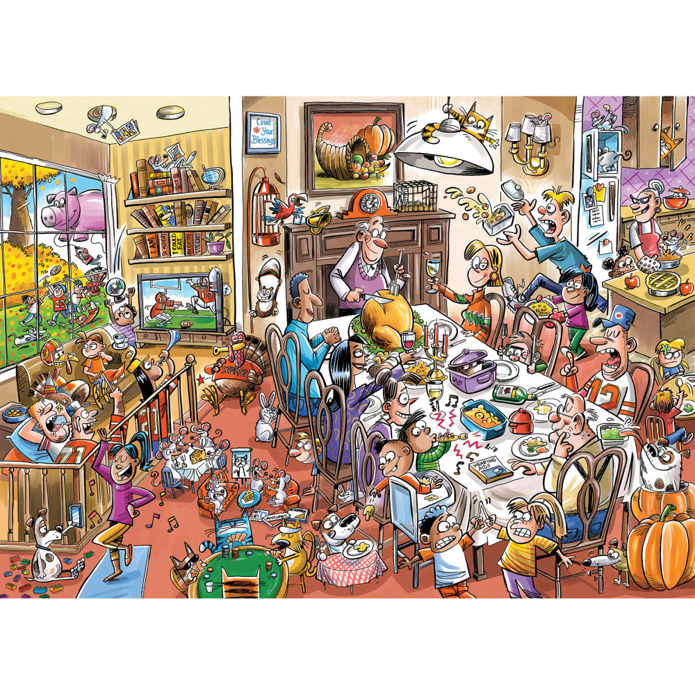 Cobble Hill DoodleTown: Thanksgiving Togetherness - 1000 Piece Puzzle - Reference Poster Included, High Quality Jigsaw