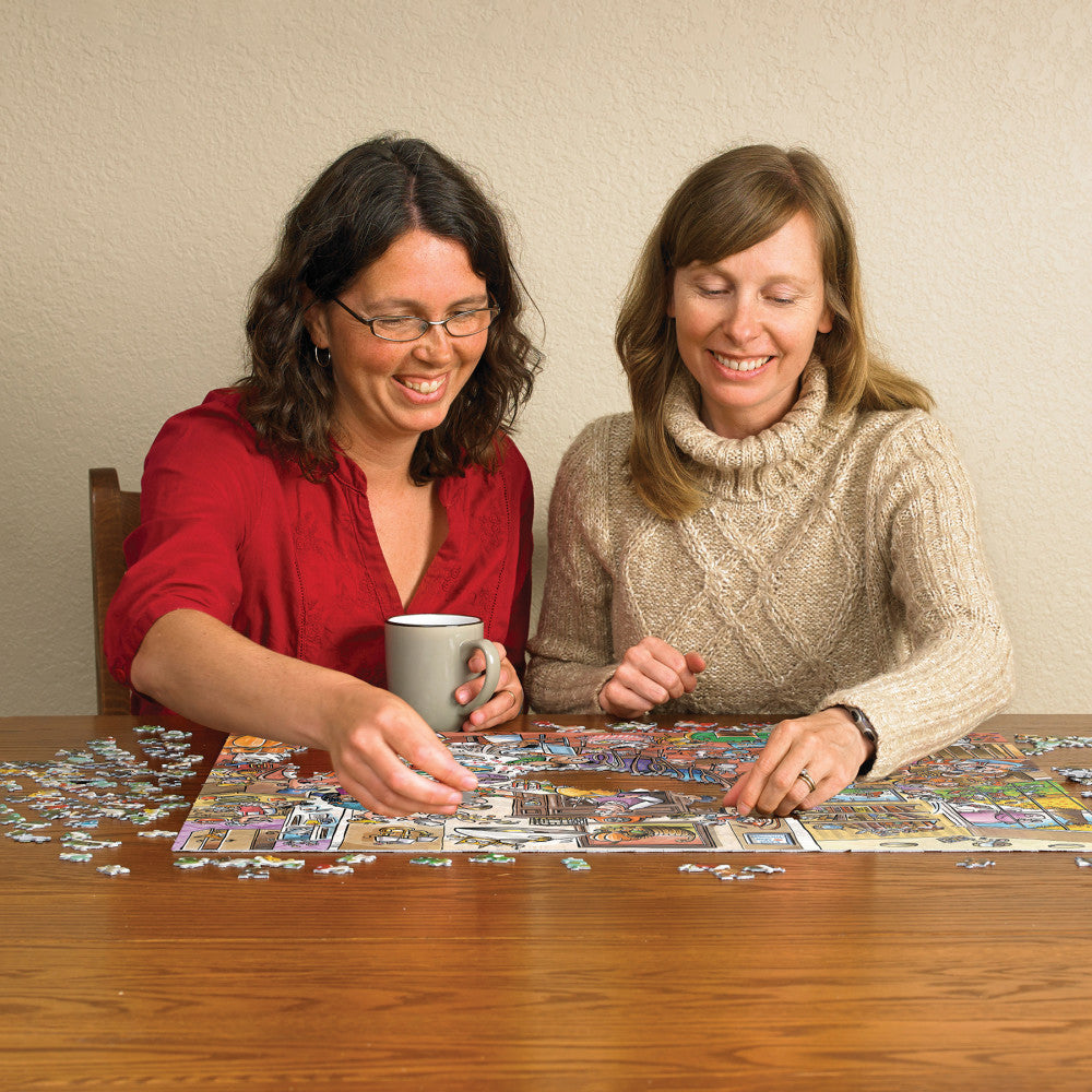Cobble Hill DoodleTown: Thanksgiving Togetherness - 1000 Piece Puzzle - Reference Poster Included, High Quality Jigsaw