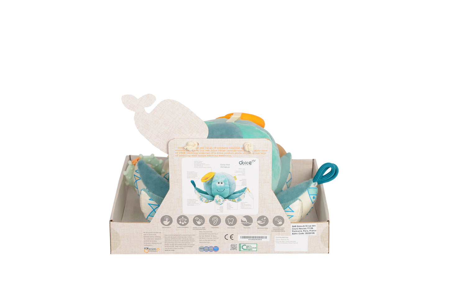 Dolce Octo the Octopus Interactive Plush with Teether and Rattle