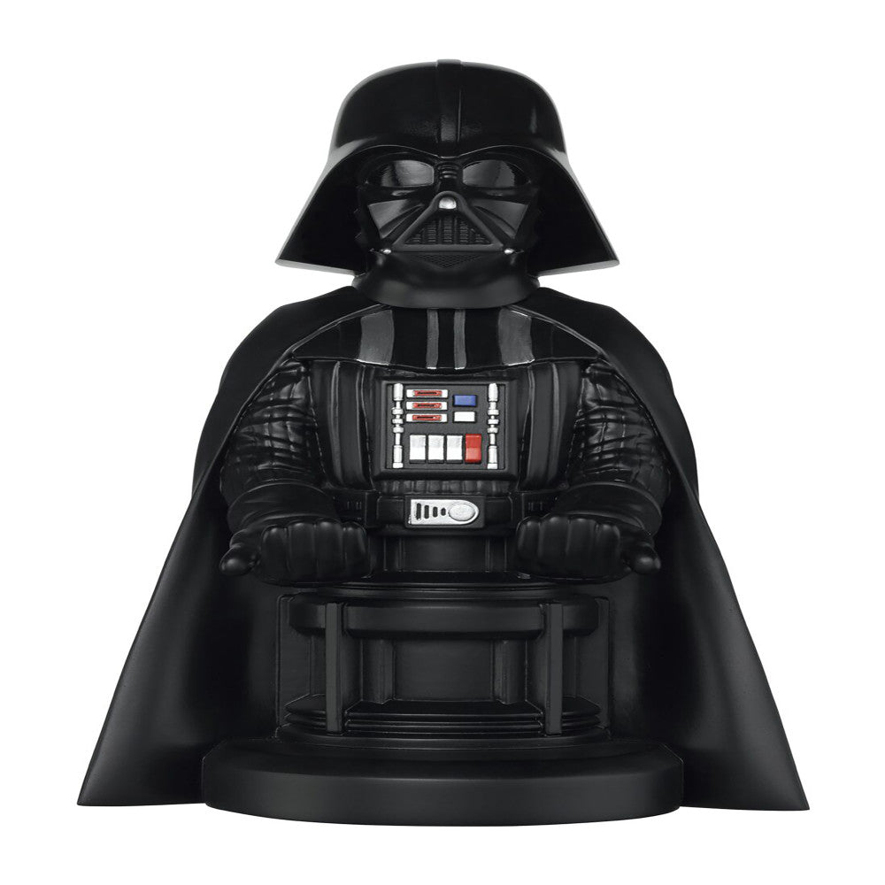 Darth Vader action figure device holder with black helmet, mask, cape, and detailed chest armor with colorful control panel details