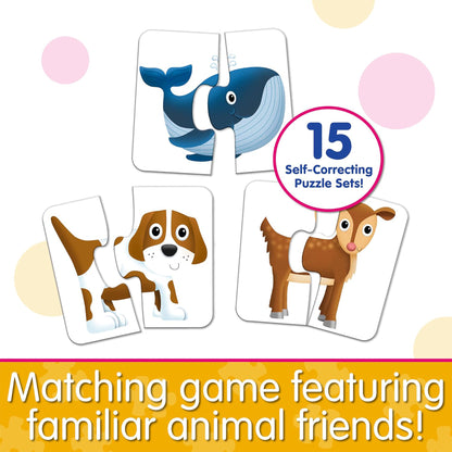 Match It! Head & Tails Animal Puzzle Cards 15-pack with whale, dog, and goat self-correcting puzzles