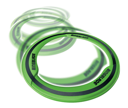 Goliath Sports Aeroflyt Wingblade flying disc in green with black accents on plain background