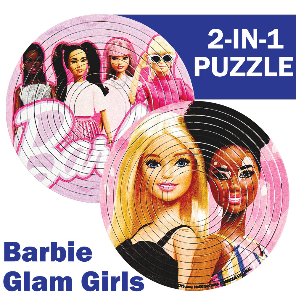 Spin Flip Puzzle: Barbie Glam Girls - 12 Rings - 2-In-1: Double-Sided Puzzle