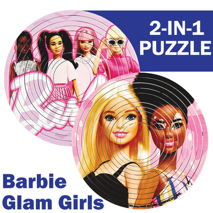 Spin Flip Puzzle: Barbie Glam Girls - 12 Rings - 2-In-1: Double-Sided Puzzle
