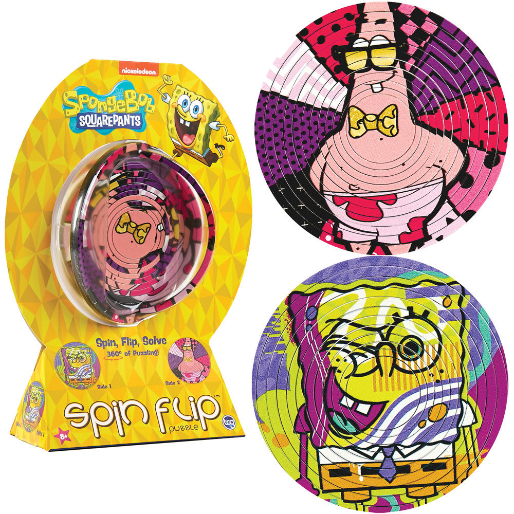 Spin Flip Puzzle: Spongebob & Patrick - 12 Rings - 2-In-1: Double-Sided Puzzle