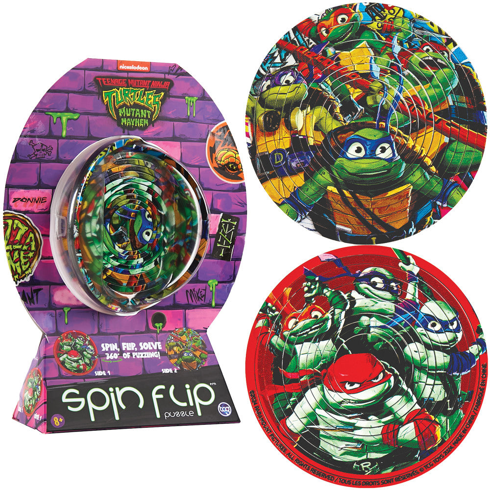 Spin Flip Puzzle: TMNT Turtle Power - 12 Rings - 2-In-1: Double-Sided Puzzle