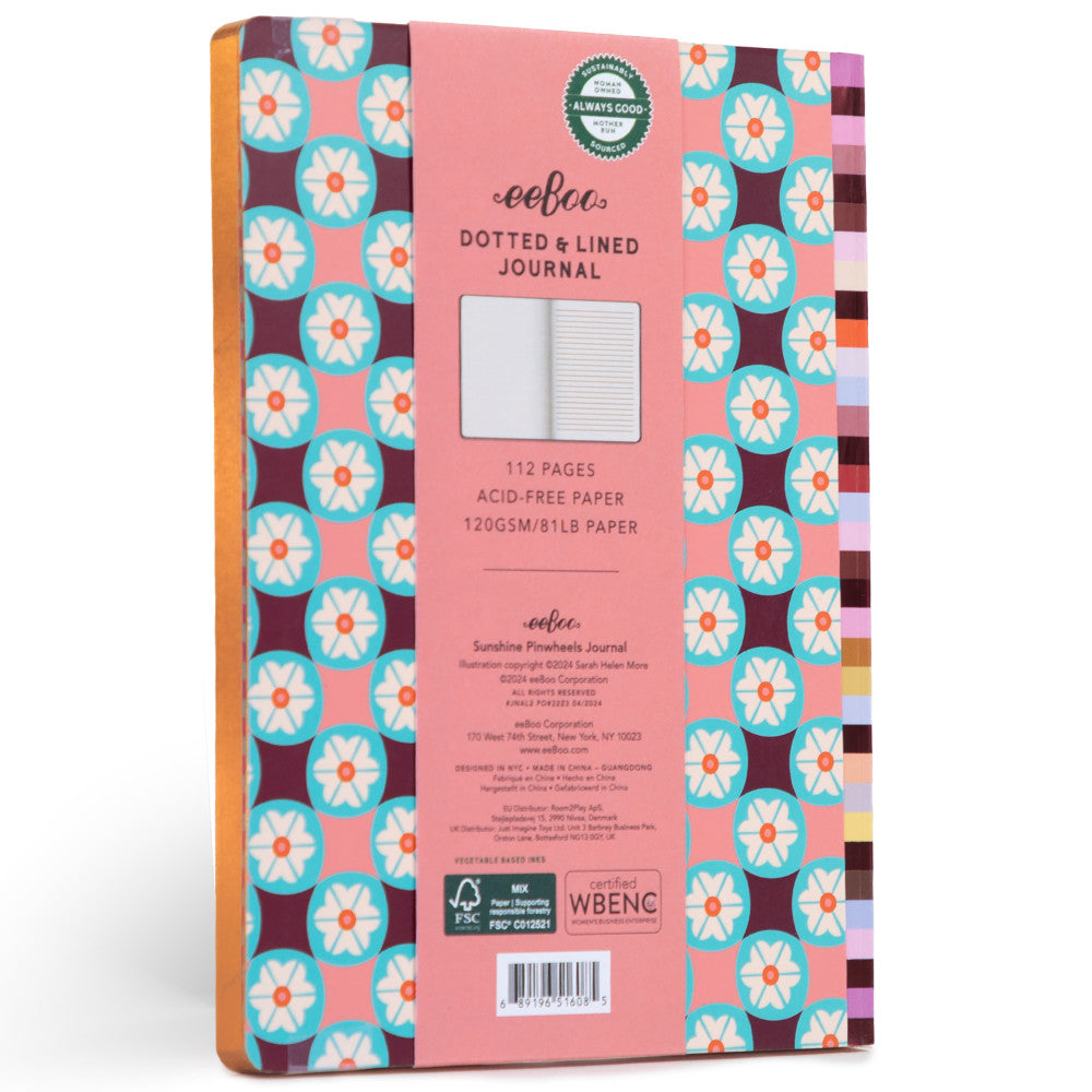 eeBoo Piece & Love: Sunshine Pinwheels Gilded Journal - Hardcover Adult Diary Book