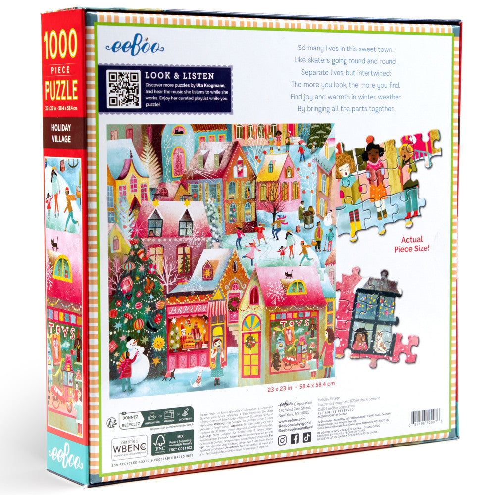 eeBoo Piece & Love: Holiday Village - 1000 Piece Puzzle