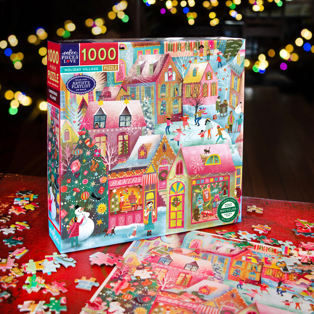 eeBoo Piece & Love: Holiday Village - 1000 Piece Puzzle