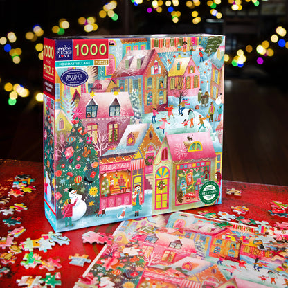 eeBoo Piece & Love: Holiday Village - 1000 Piece Puzzle