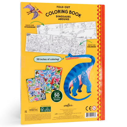 eeBoo: Fold Out Coloring Book - Dinosaurs Abound - Kids Ages 3+