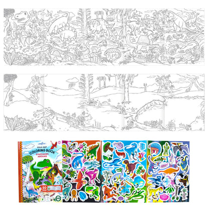 eeBoo: Fold Out Coloring Book - Dinosaurs Abound - Kids Ages 3+