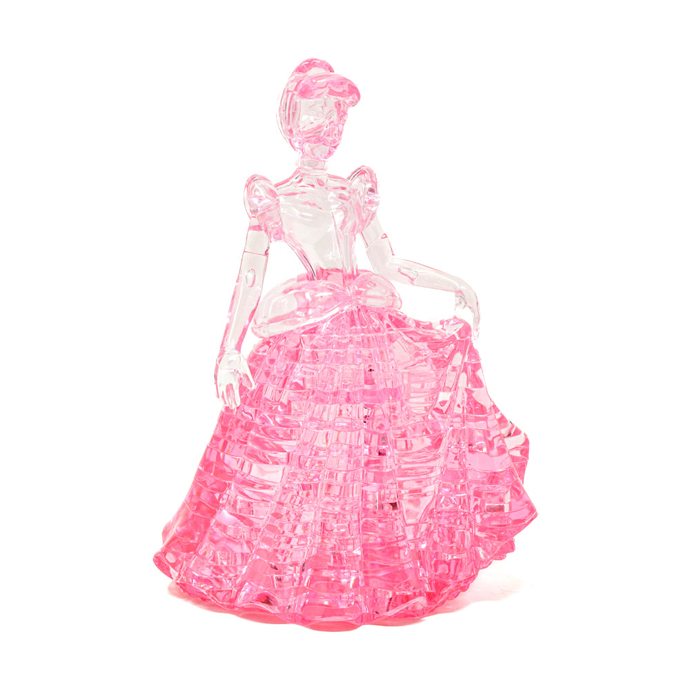 Pink translucent 3D crystal puzzle of Cinderella in a ball gown, 41 pieces