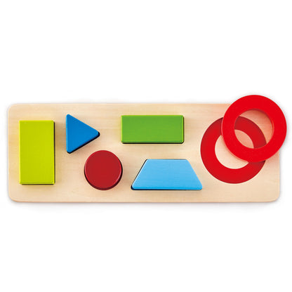 Hape: Geometry Puzzle - 7pc Wooden 2-Sided Puzzle