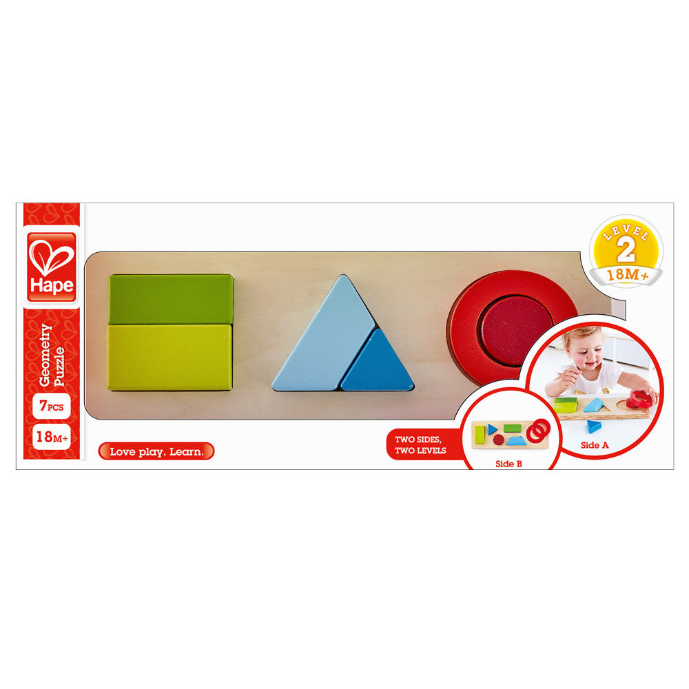 Hape: Geometry Puzzle - 7pc Wooden 2-Sided Puzzle