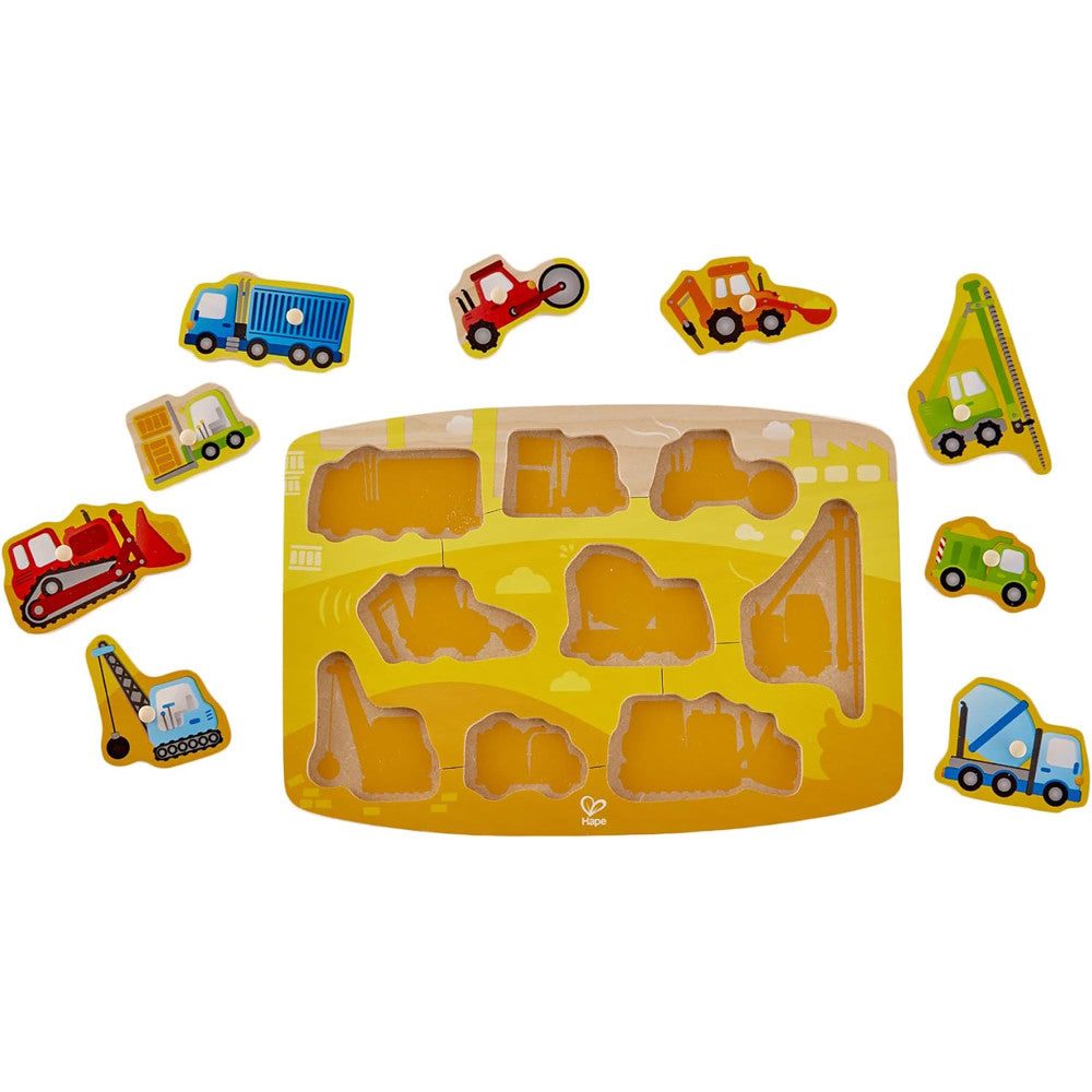 Hape: Peg Puzzle: Construction - 10pc Wooden Puzzle