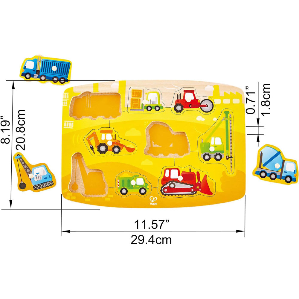 Hape: Peg Puzzle: Construction - 10pc Wooden Puzzle