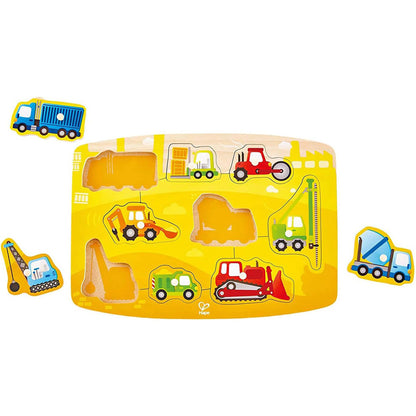 Hape: Peg Puzzle: Construction - 10pc Wooden Puzzle