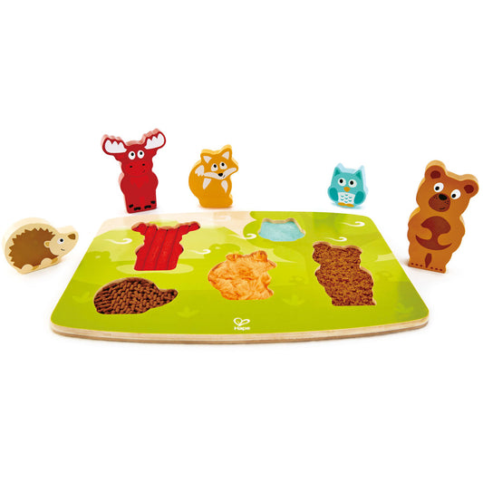 Hape: Forest Animal Tactile Puzzle - 6pc Wooden Sensory Toy