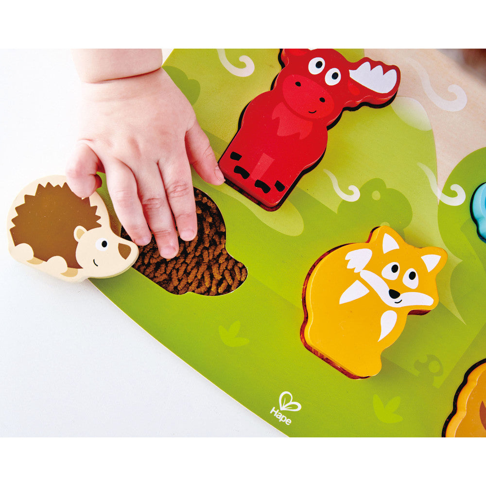Hape: Forest Animal Tactile Puzzle - 6pc Wooden Sensory Toy