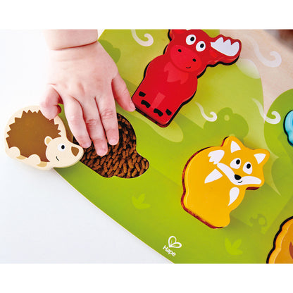 Hape: Forest Animal Tactile Puzzle - 6pc Wooden Sensory Toy