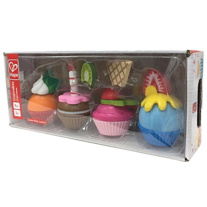 Hape: Cupcakes - 18pcs, Colorful Wooden Desserts Playset