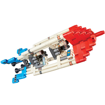 Hape: PolyM: Adventure Rocket - Red-Blue-White - 138pc Building Block Toy Set