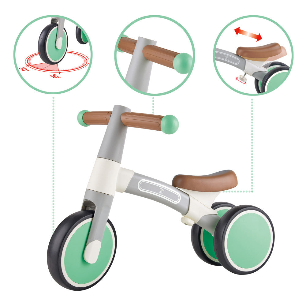Hape: First Ride Balance Bike - Light Green - Lightweight 3 Wheeled Tricycle