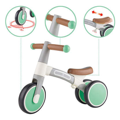 Hape: First Ride Balance Bike - Light Green - Lightweight 3 Wheeled Tricycle