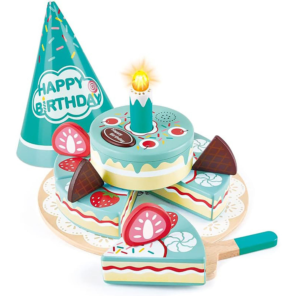 Hape: Interactive Happy Birthday Cake - 16pc Light & Sound Wooden Toy