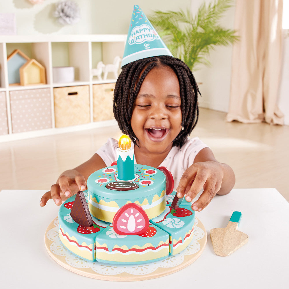 Hape: Interactive Happy Birthday Cake - 16pc Light & Sound Wooden Toy