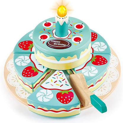 Hape: Interactive Happy Birthday Cake - 16pc Light & Sound Wooden Toy