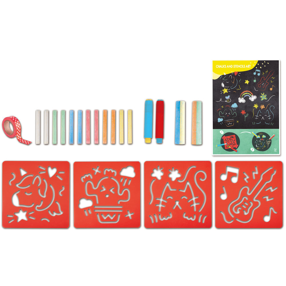 Hape: Chalks & Stencils Art - 22pcs, Activity Art Kit