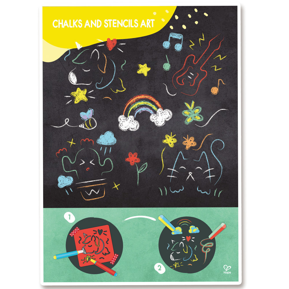 Hape: Chalks & Stencils Art - 22pcs, Activity Art Kit