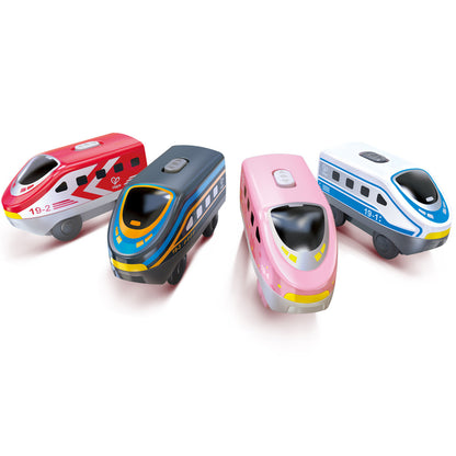 Hape: Intercity Battery Powered Locomotive Set - 4 Different Colored Toy Trains