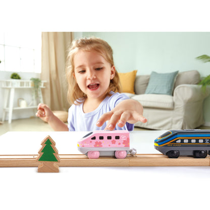 Hape: Intercity Battery Powered Locomotive Set - 4 Different Colored Toy Trains