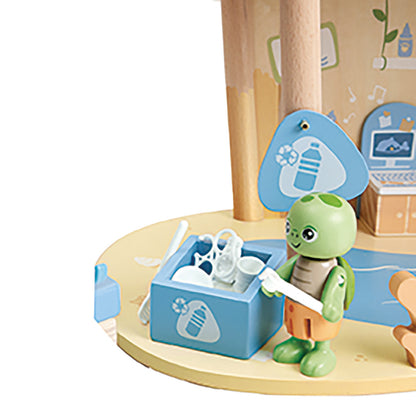 Hape: Ocean Rescue Playset - 47pc Wooden 2 Level Doll House w/ Slide